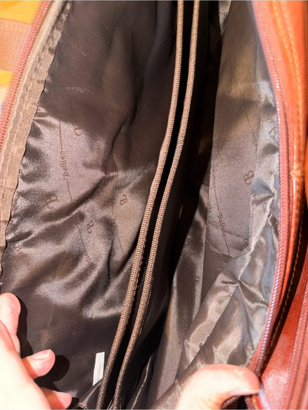 Bellino Brown Leather Laptop Briefcase with Gold Hardware